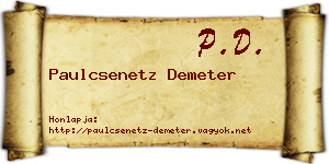 Paulcsenetz Demeter névjegykártya